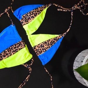 Blue & Green Leopard Bikini